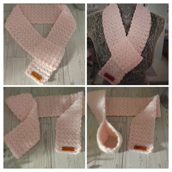 Handmade Crochet Acrylic Keyhole Neck Warmer Scarf (Choose One Or Custom Color) - Picture 2 of 5